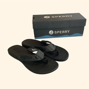 🆕Sperry Seafish Pop Leather Black Flip-Flops
